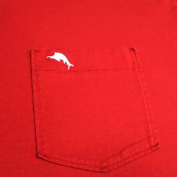 Tommy Bahama Men's Big & Tall 3XLB Bali Skyline Red Tee One Pocket w/Marlin Logo - Picture 4 of 15